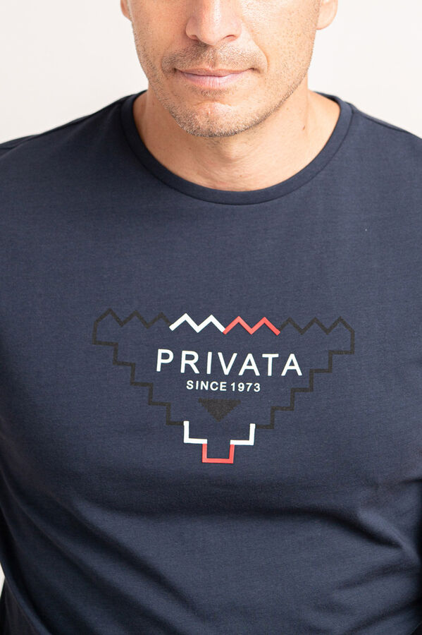 Privata T-shirt de manga curta 100% algod&atilde;o Azul