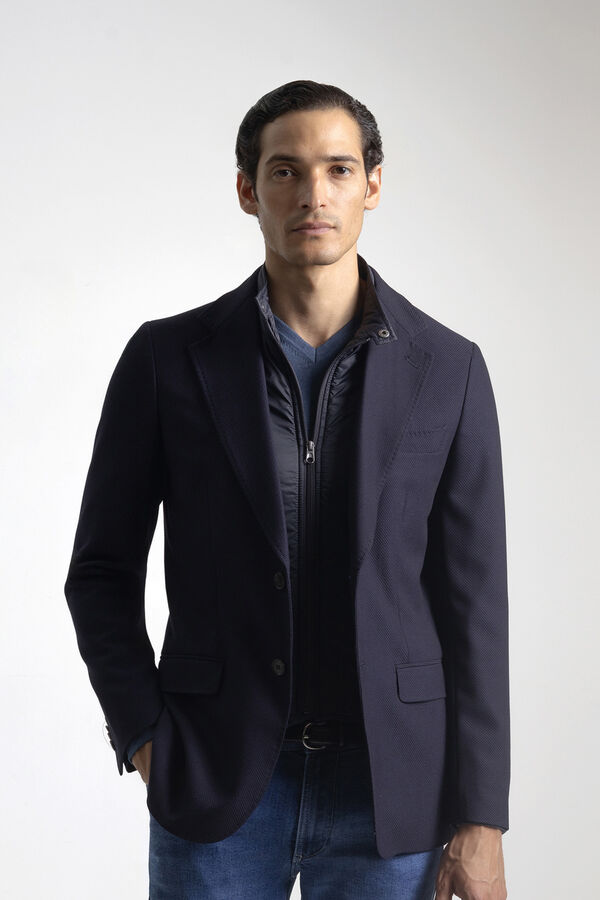 PuroEGO Americana slim cuello desmontable Azul marino