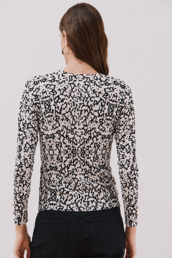 Cortefiel Camisola malha estampada Preto