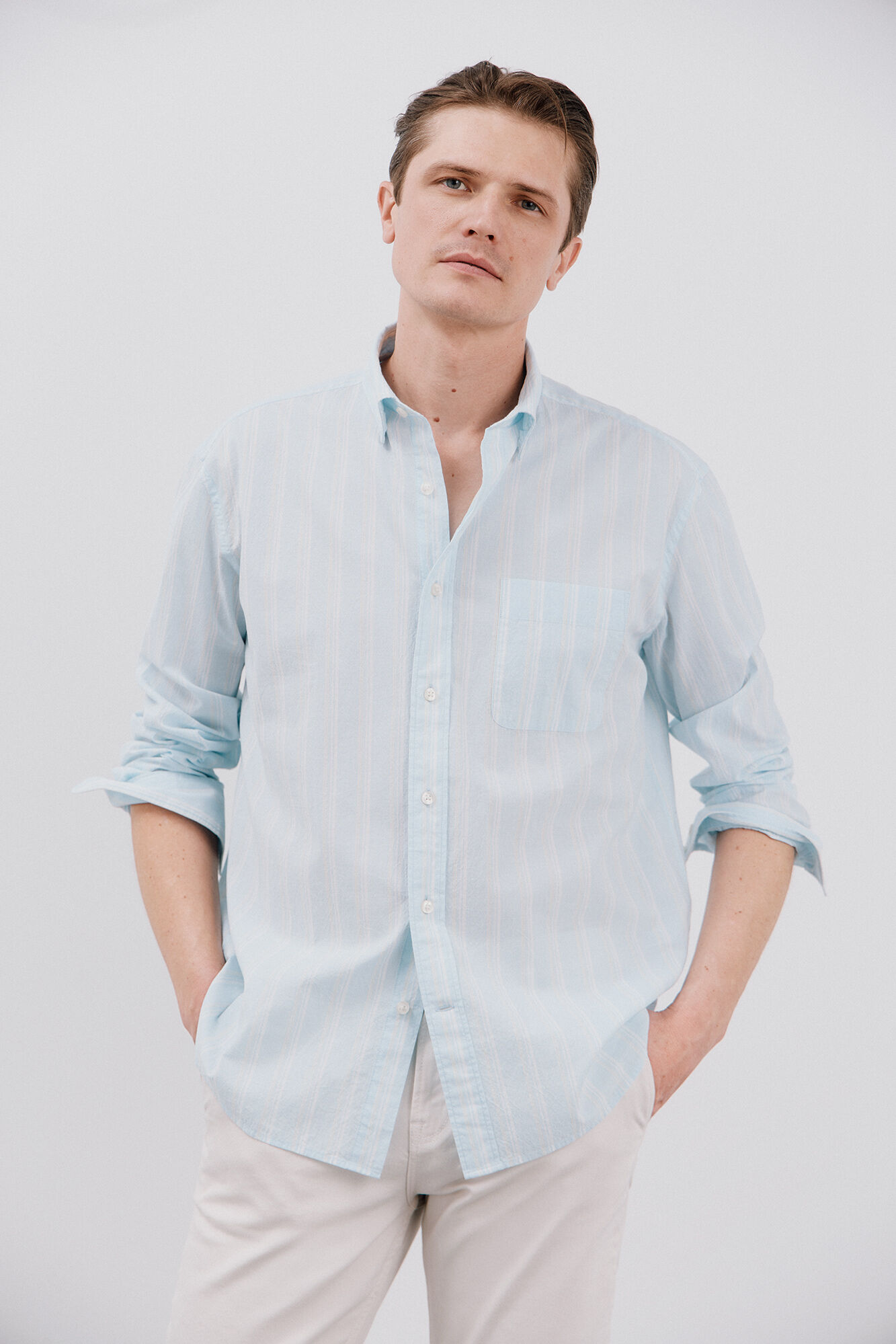 Cortefiel Camisa seersucker rayas