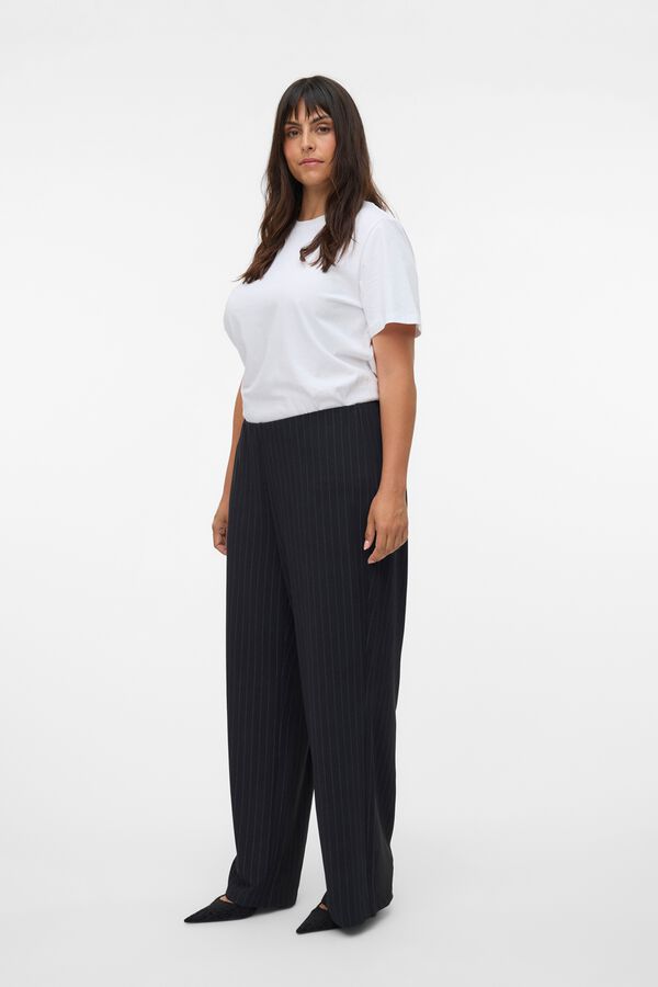Vero Moda Curve Pantal&oacute;n fluido de rayas Gris oscuro