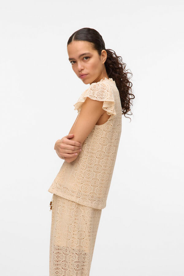 Vero Moda Top vazado com mangas franzidas Cinzento