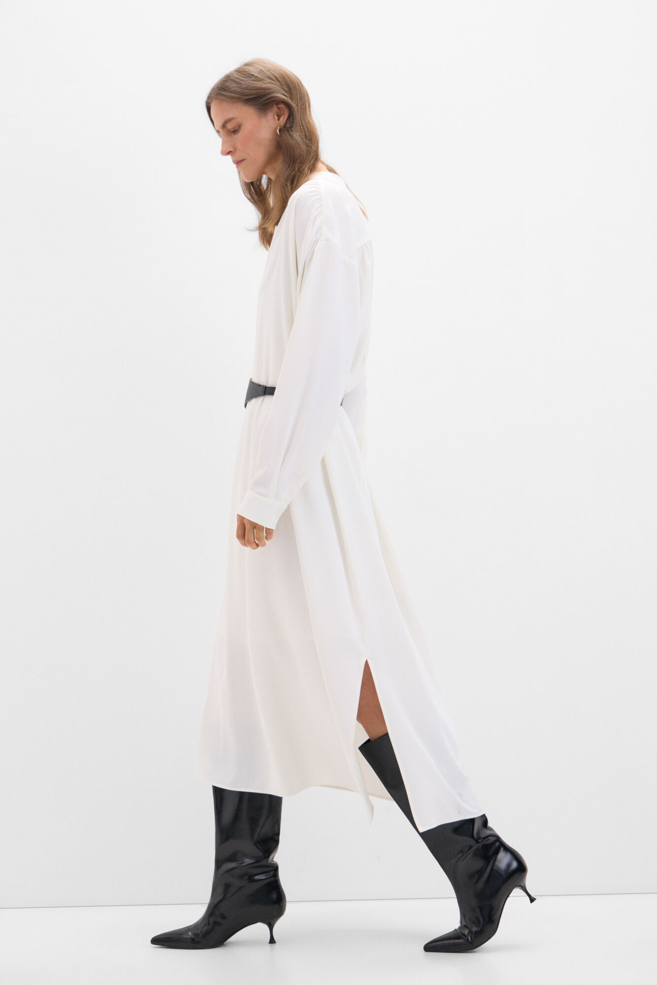 Cortefiel Vestido negro cintur&oacute;n