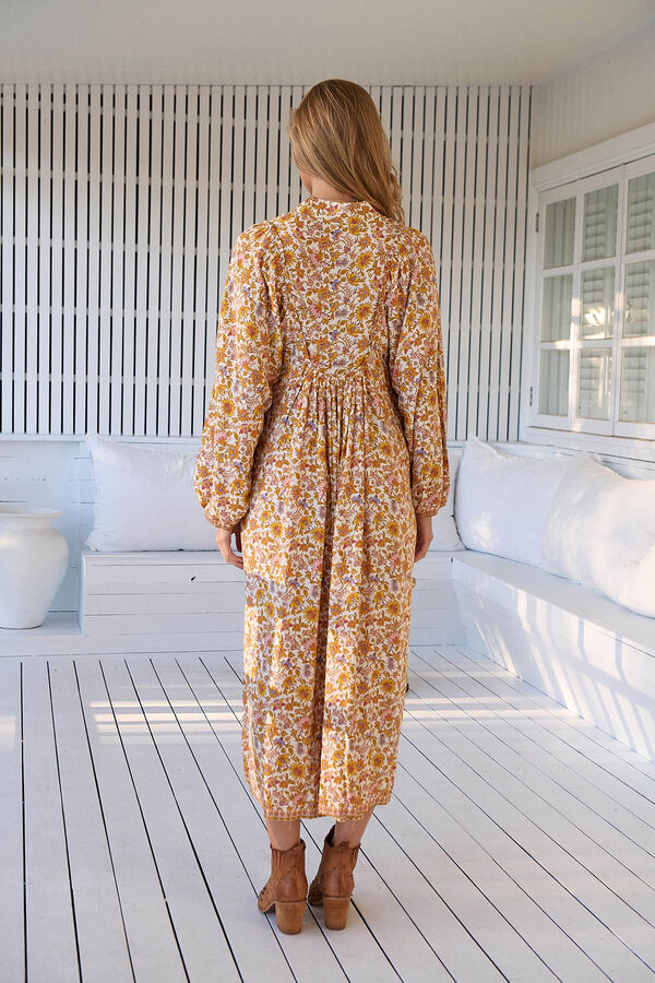 Jaase Vestido midi de manga larga Boheme Beige