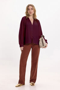 Vila Blusa de manga larga con cuello mao