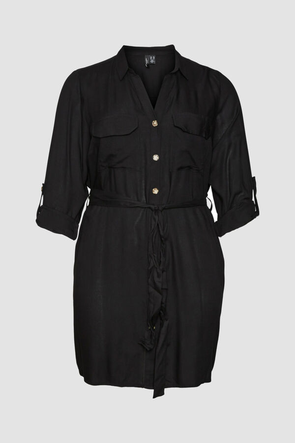 Vero Moda Curve Vestido curto camiseiro cintura subida Preto