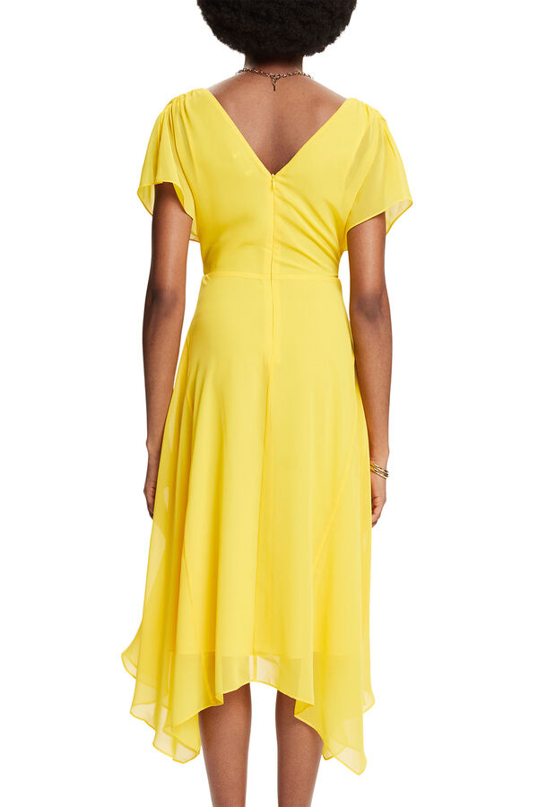 Esprit Vestido comprido monocolor de bainha irregular Amarelo