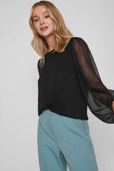 Vila Blusa de mujer manga gasa Negro