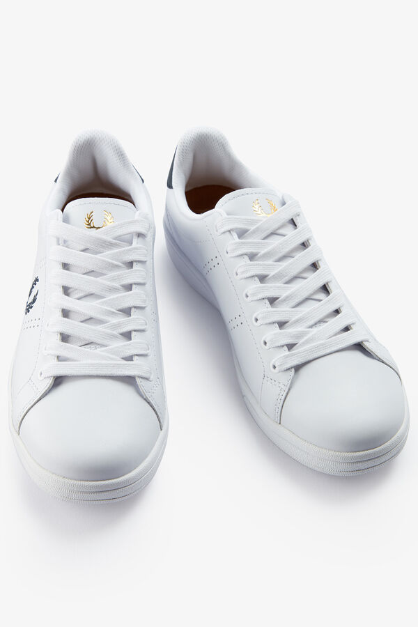 Fred Perry T&ecirc;nis de couro B721 Branco