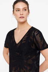 Cortefiel Top renda selv&aacute;tico Preto