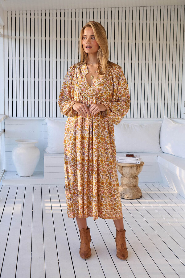 Jaase Vestido midi de manga larga Boheme Beige