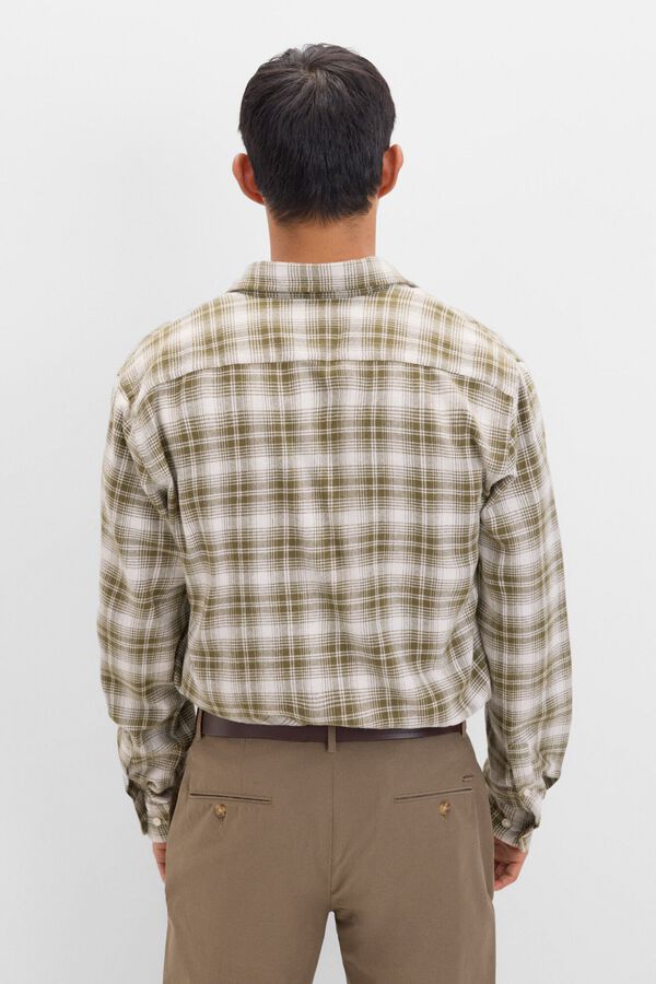 Cortefiel Camisa de flanela com padr&atilde;o de xadrez Verde