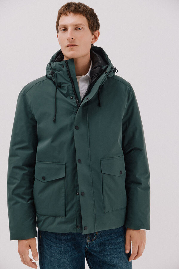 Cortefiel Parka con capucha Verde oscuro