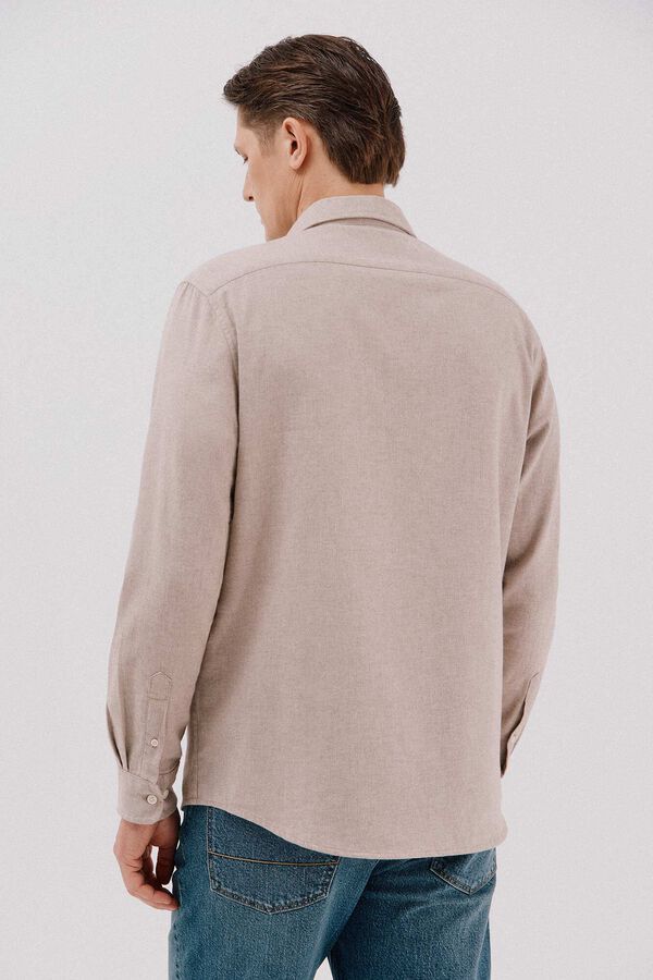 Cortefiel Camisa franela espiga Beige