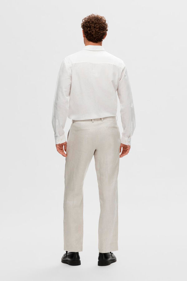 Selected Pantal&oacute;n de traje 100% lino. Beige