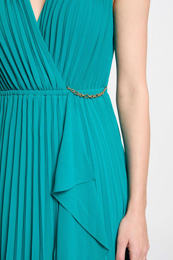 Morgan Vestido longo solto plissado Azul