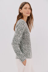 Cortefiel Camiseta caja botones Estampado gris