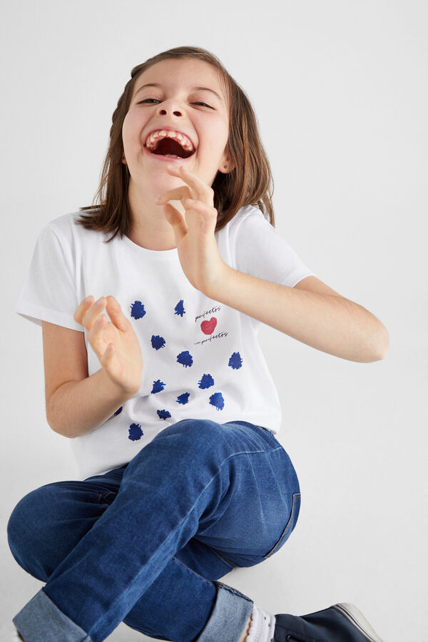 Cortefiel Camiseta niña Perfectos Imperfectos Marfil