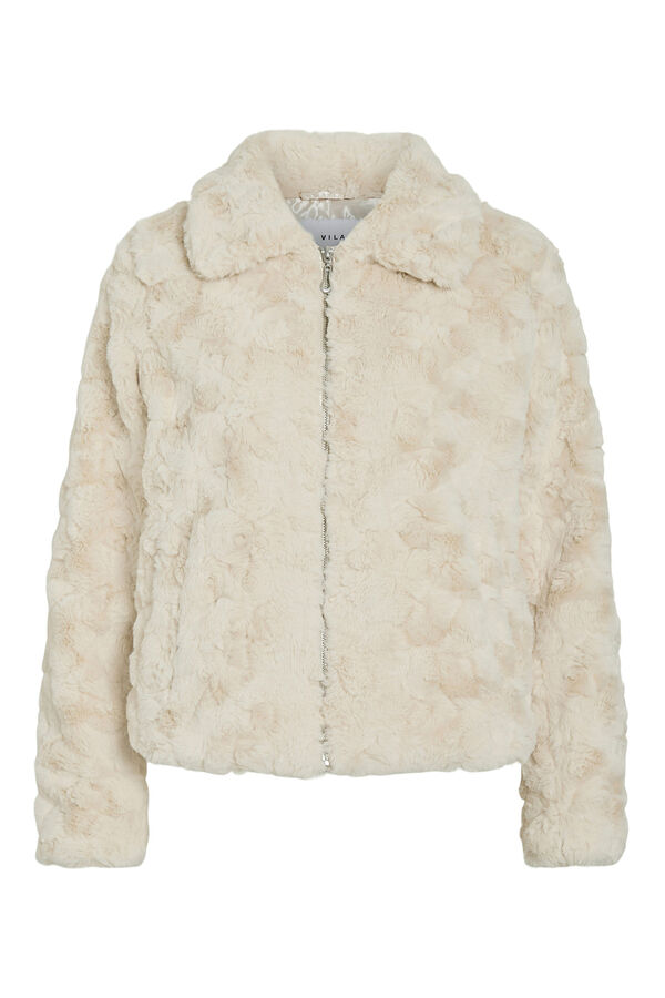 Vila Casaco de pele sobretudo com fecho-&eacute;clair Tostado