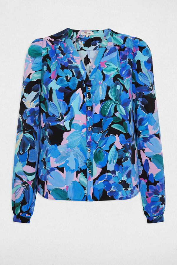 Morgan Camisa escote en V estampada Estampado azul