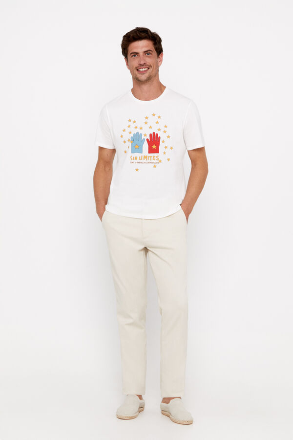 Cortefiel Camiseta adulto unisex Estampado blanco