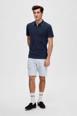Selected Polo de manga corta con cremallera de algod&oacute;n org&aacute;nico. Azul marino