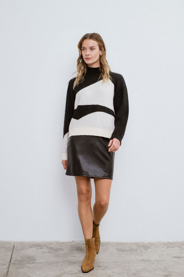 Vila Jersey de punto color block Negro