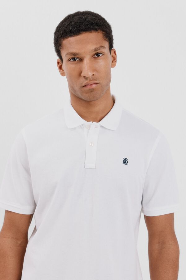 Cortefiel Polo b&aacute;sico piqu&eacute; Blanco