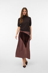 Vero Moda Falda midi triple tejido Marr&oacute;n