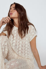 Slowlove Chaleco punto calado Marfil