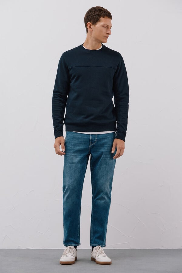 Cortefiel Sweatshirt gola caixa Azul