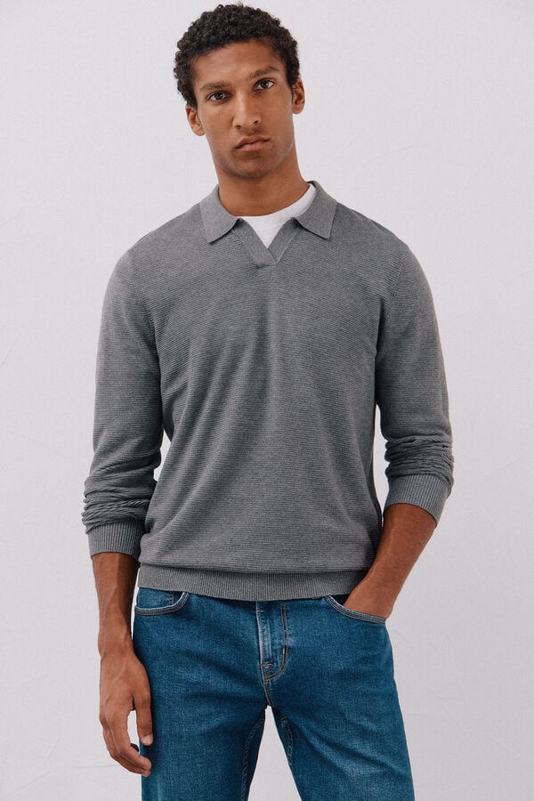 Cortefiel Jersey punto fino Gris
