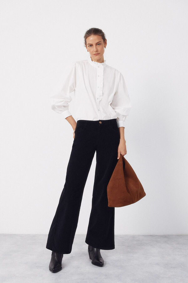 Cortefiel Pantalones Marine Velvet Negro