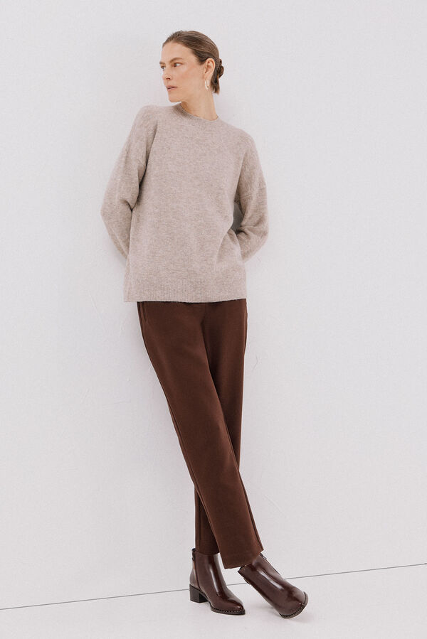 Cortefiel Jersey suave franjas Beige
