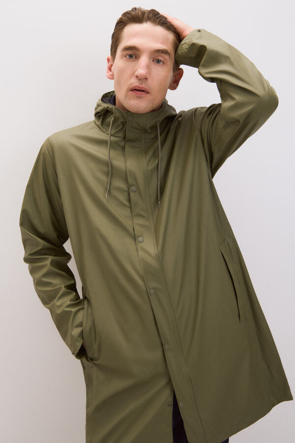 Selected Chubasquero impermeable con capucha. Verde oscuro