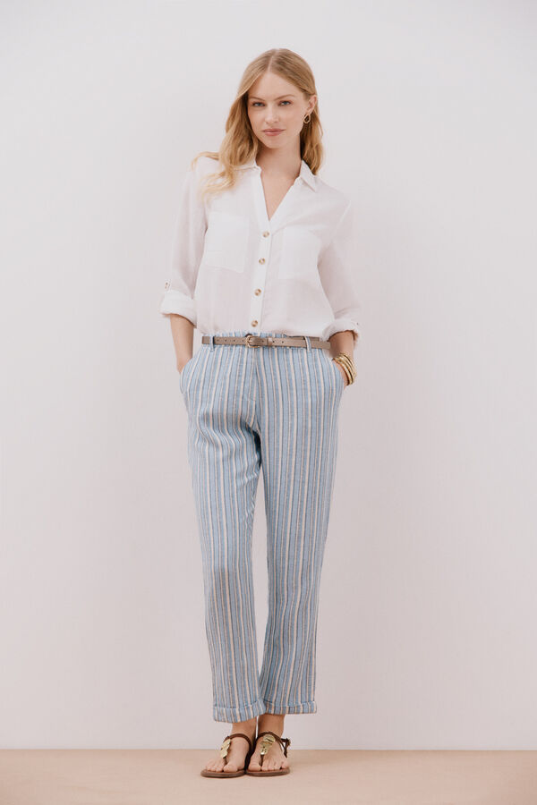 Cortefiel Cal&ccedil;as de linho Azul