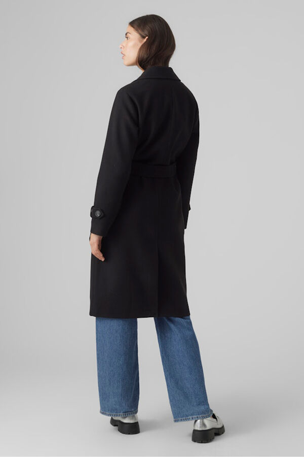 Vero Moda Abrigo de pa&ntilde;o manga larga Negro