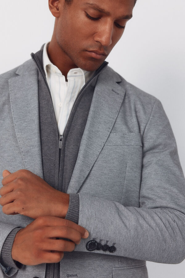 Cortefiel Blazer de malha Cinzento
