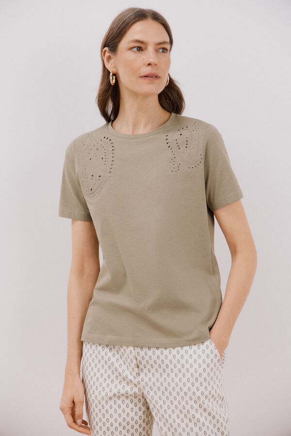 Cortefiel T-shirt bordada Verde