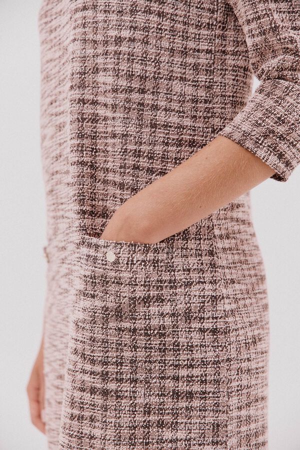 Cortefiel Vestido curto de tweed Castanho