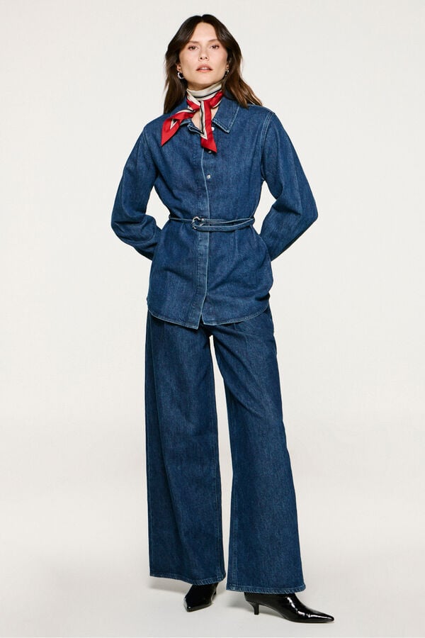 Selected Pantal&oacute;n vaquero pinzas algod&oacute;n org&aacute;nico. Azul marino