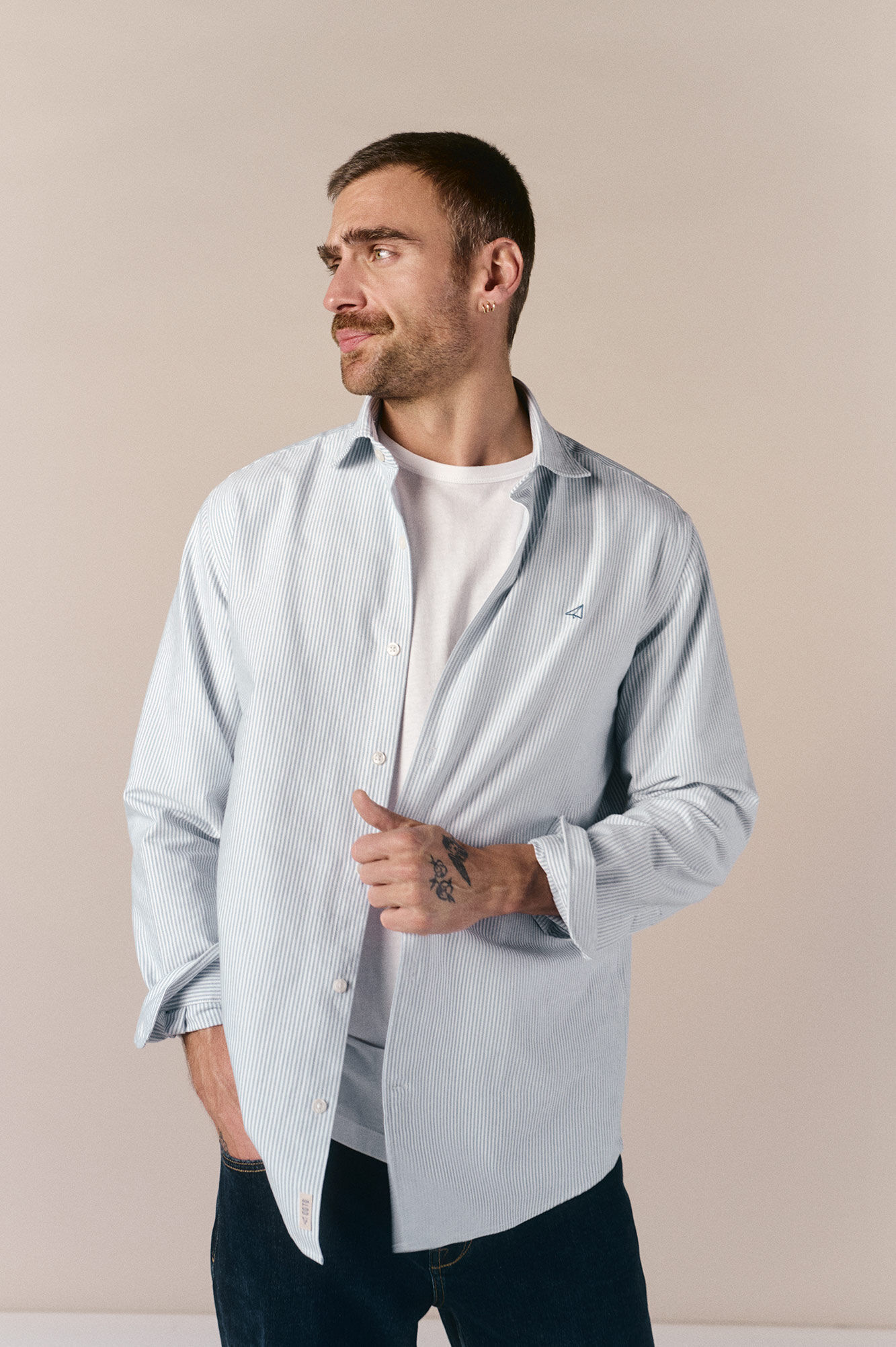 OOTO Camisa oxford raya candela manga larga