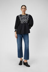 Object Blusa de algod&atilde;o bordada Preto