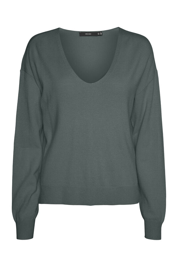Vero Moda Su&eacute;ter feminino com gola em bico e ombros ca&iacute;dos Verde