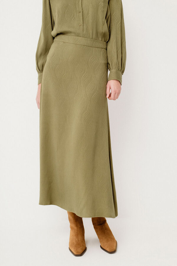 Vila Falda midi estampada Verde oscuro