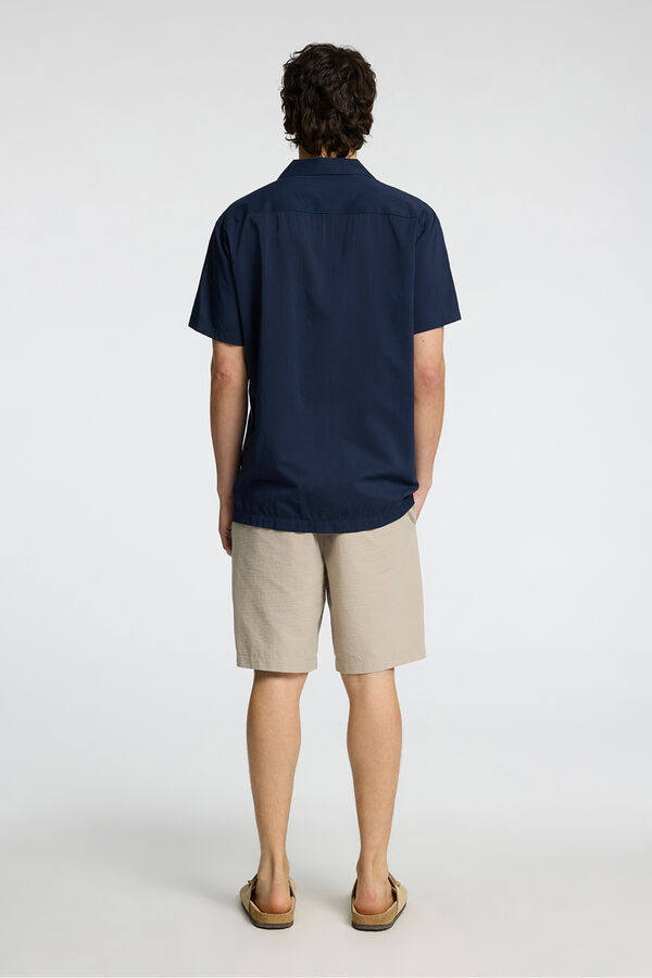 Selected Camisa de manga curta de algodão orgânico Azul