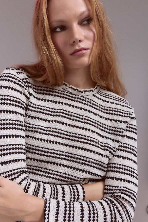 Slowlove Top rayas Estampado blanco