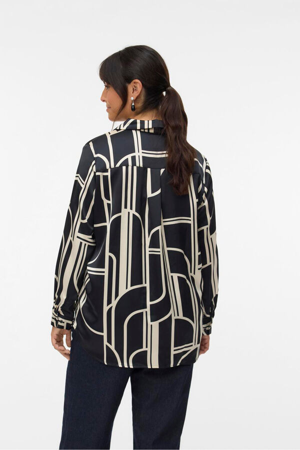 Vero Moda Curve Camisa satinada de manga larga talla grande Negro