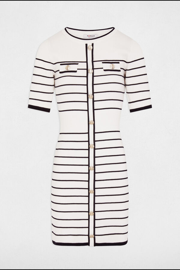 Morgan Vestido curto de malha com riscas Branco