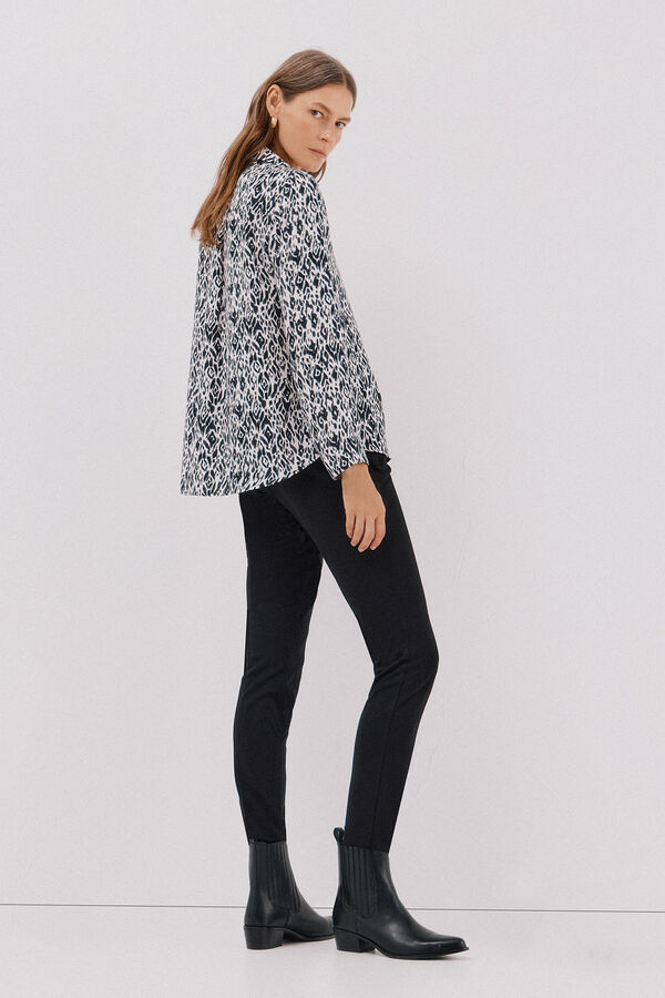 Cortefiel Camisa pliegue Estampado blanco